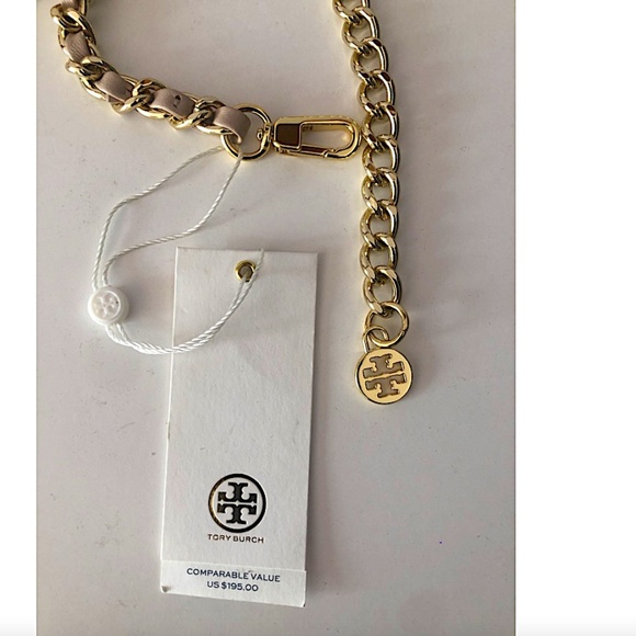 Tory Burch Women's  Leather Chain Belt. Color: Light Oak/Gold - Picture 5 of 6